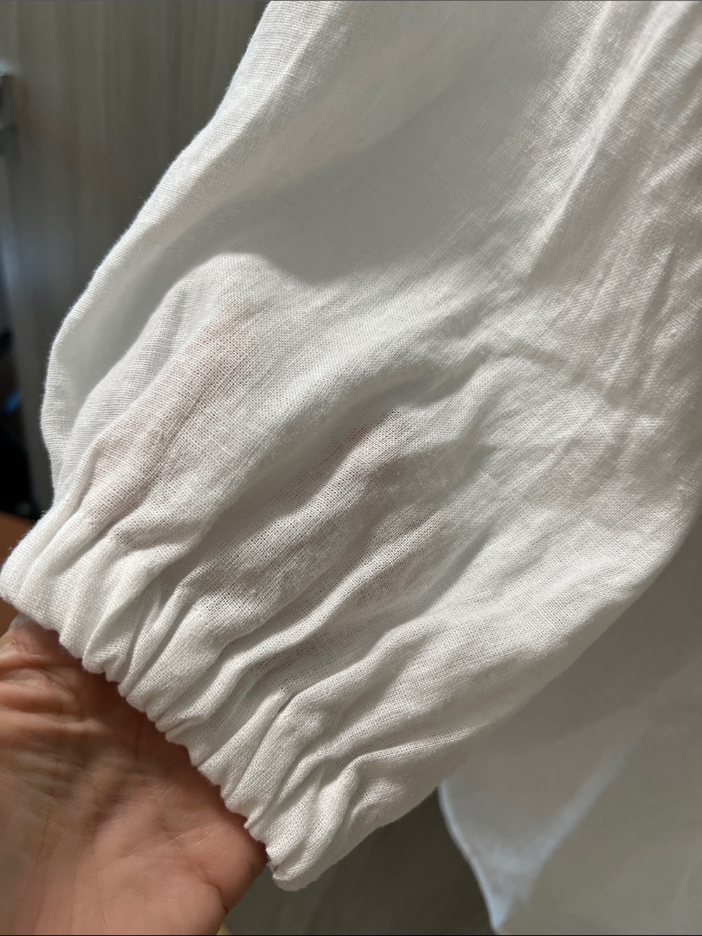 NEW! $140 FOIL Australia 100% linen puff sleeve Top white US 8 / M - Picture 5 of 7